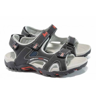 Черни анатомични детски сандали, здрава еко-кожа - ежедневни обувки за пролетта и лятото N 100012664