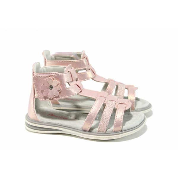 Розови анатомични детски сандали, здрава еко-кожа - ежедневни обувки за пролетта и лятото N 100012772