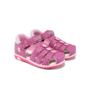 Розови анатомични детски сандали, здрава еко-кожа - ежедневни обувки за пролетта и лятото N 100012760