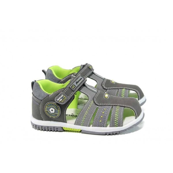 Сиви анатомични детски сандали, здрава еко-кожа - ежедневни обувки за пролетта и лятото N 100012757