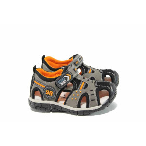 Сиви анатомични детски сандали, здрава еко-кожа - ежедневни обувки за пролетта и лятото N 100012767