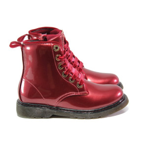 Винени детски ботушки, лачена еко кожа - ежедневни обувки за есента и зимата N 100012906