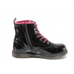 Черни детски ботушки, лачена еко кожа - ежедневни обувки за есента и зимата N 100012904