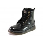 Черни детски ботушки, лачена еко кожа - ежедневни обувки за есента и зимата N 100012905