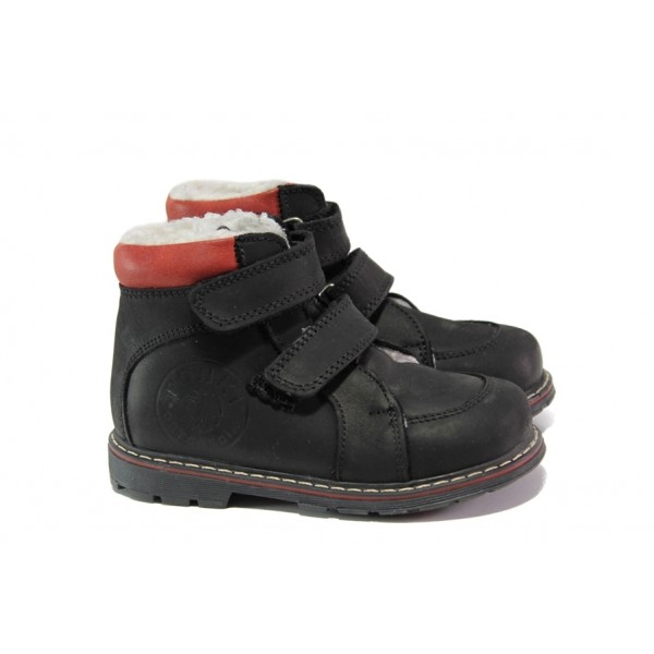Ортопедични черни детски ботушки, естествена кожа - ежедневни обувки за есента и зимата N 100013201