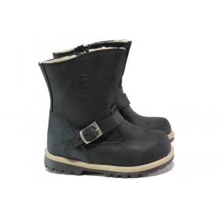 Ортопедични черни детски ботушки, естествена кожа - ежедневни обувки за есента и зимата N 100013205