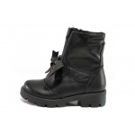 Ортопедични черни детски ботушки, естествена кожа - ежедневни обувки за есента и зимата N 100013199