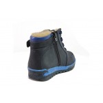 Ортопедични сини детски ботушки, естествена кожа - ежедневни обувки за есента и зимата N 100013197