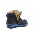 Ортопедични сини детски ботушки, естествена кожа - ежедневни обувки за есента и зимата N 100013213