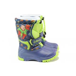 Тъмносини детски ботушки, pvc материя и текстилна материя - ежедневни обувки за есента и зимата N 100013270