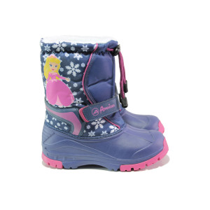 Тъмносини детски ботушки, pvc материя и текстилна материя - ежедневни обувки за есента и зимата N 100013266