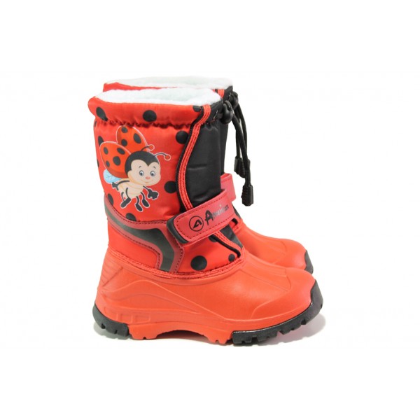 Червени детски ботушки, pvc материя и текстилна материя - ежедневни обувки за есента и зимата N 100013271