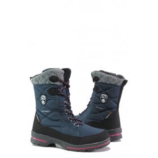 Тъмносини детски ботушки, текстилна материя - ежедневни обувки за есента и зимата N 100013443