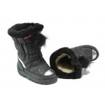 Черни детски ботушки, здрава еко-кожа - ежедневни обувки за есента и зимата N 100013453