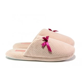 Анатомични розови домашни чехли, текстилна материя - равни обувки за целогодишно ползване N 100013149