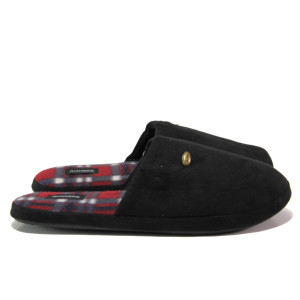 Анатомични черни домашни чехли, текстилна материя - равни обувки за целогодишно ползване N 100013172