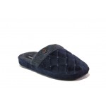 Анатомични сини домашни чехли, текстилна материя - равни обувки за целогодишно ползване N 100013159