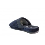Анатомични сини домашни чехли, текстилна материя - равни обувки за целогодишно ползване N 100013159