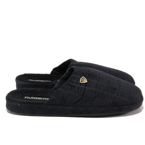 Анатомични черни домашни чехли, текстилна материя - равни обувки за целогодишно ползване N 100013165