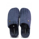 Анатомични сини домашни чехли, текстилна материя - равни обувки за целогодишно ползване N 100013166