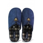Анатомични сини домашни чехли, текстилна материя - равни обувки за целогодишно ползване N 100013162