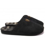 Анатомични черни домашни чехли, текстилна материя - равни обувки за целогодишно ползване N 100013164