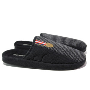 Анатомични черни домашни чехли, текстилна материя - равни обувки за целогодишно ползване N 100013167