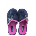 Анатомични сини домашни чехли, текстилна материя - равни обувки за целогодишно ползване N 100013156