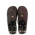 Анатомични кафяви домашни чехли, текстилна материя - равни обувки за целогодишно ползване N 100013163
