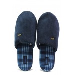 Анатомични сини домашни чехли, текстилна материя - равни обувки за целогодишно ползване N 100013173