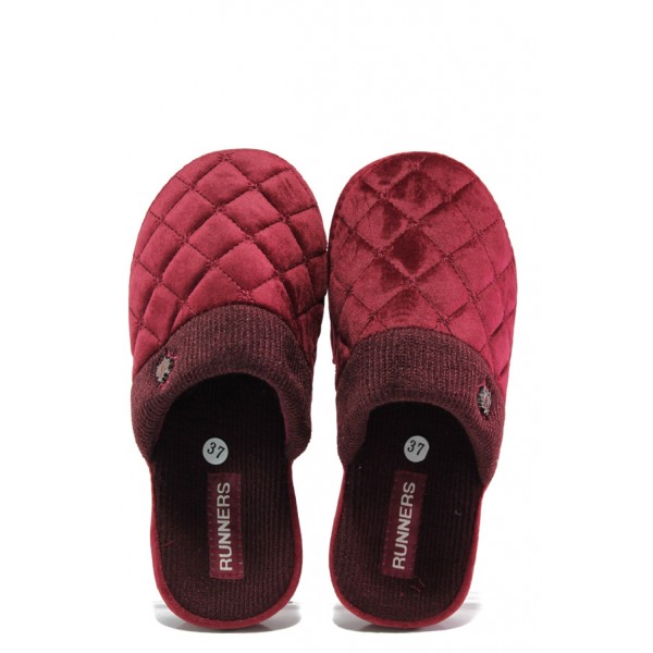Анатомични винени домашни чехли, текстилна материя - равни обувки за целогодишно ползване N 100013158