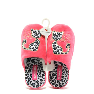 Анатомични розови домашни чехли, текстилна материя - равни обувки за целогодишно ползване N 100013152