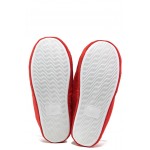 Анатомични червени домашни чехли, текстилна материя - равни обувки за целогодишно ползване N 100013154