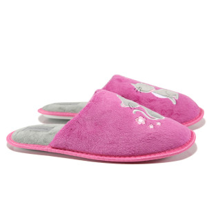 Анатомични розови домашни чехли, текстилна материя - равни обувки за целогодишно ползване N 100013145