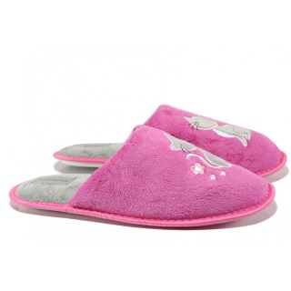Анатомични розови домашни чехли, текстилна материя - равни обувки за целогодишно ползване N 100013145