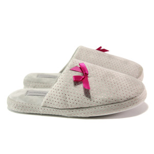 Анатомични сиви домашни чехли, текстилна материя - равни обувки за целогодишно ползване N 100013148