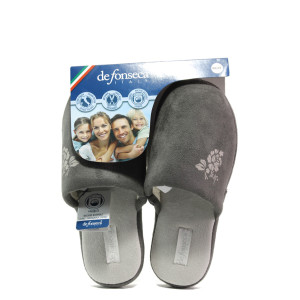 Анатомични сиви домашни чехли, текстилна материя - равни обувки за целогодишно ползване N 100013116