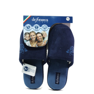 Анатомични тъмносини домашни чехли, текстилна материя - равни обувки за целогодишно ползване N 100013117