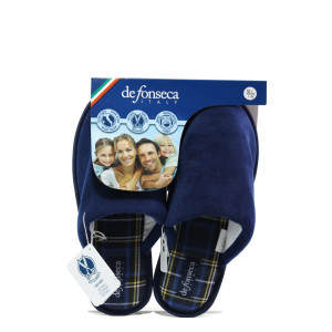 Анатомични тъмносини домашни чехли, текстилна материя - равни обувки за целогодишно ползване N 100013118