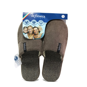 Анатомични кафяви домашни чехли, текстилна материя - равни обувки за целогодишно ползване N 100013129