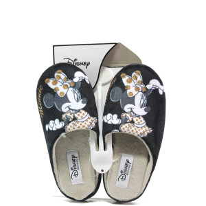 Анатомични черни домашни чехли, текстилна материя - равни обувки за целогодишно ползване N 100013112