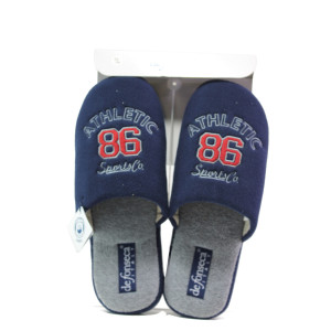 Анатомични тъмносини домашни чехли, текстилна материя - равни обувки за целогодишно ползване N 100013130