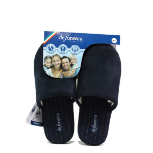 Анатомични тъмносини домашни чехли, текстилна материя - равни обувки за целогодишно ползване N 100013123
