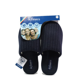 Анатомични тъмносини домашни чехли, текстилна материя - равни обувки за целогодишно ползване N 100013122