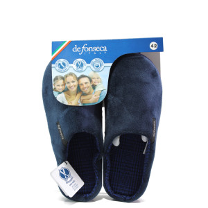 Анатомични тъмносини домашни чехли, текстилна материя - равни обувки за целогодишно ползване N 100013131