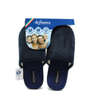 Анатомични тъмносини домашни чехли, текстилна материя - равни обувки за целогодишно ползване N 100013127