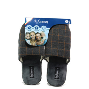 Анатомични сиви домашни чехли, текстилна материя - равни обувки за целогодишно ползване N 100013125