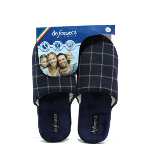 Анатомични тъмносини домашни чехли, текстилна материя - равни обувки за целогодишно ползване N 100013124