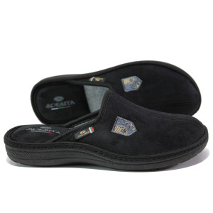 Анатомични черни домашни чехли, текстилна материя - ежедневни обувки за целогодишно ползване N 100013248