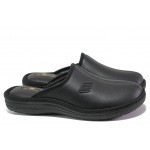 Анатомични черни домашни чехли, здрава еко-кожа - ежедневни обувки за целогодишно ползване N 100013246